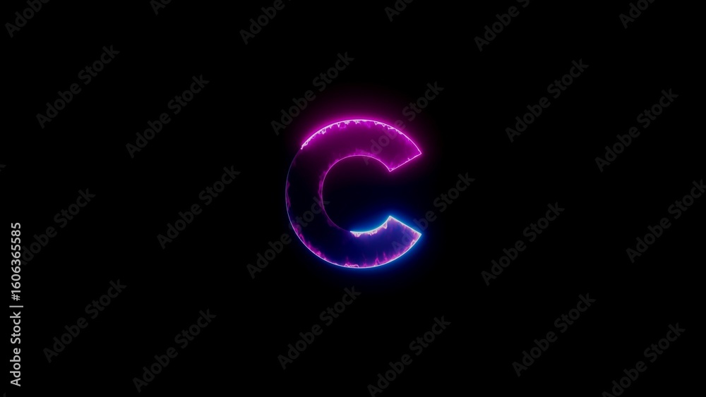 Vibrant illuminated letter c in neon colors on a dark backdrop displaying energy Vibrant illuminated letter c in neon colors on a dark backdrop displaying energy