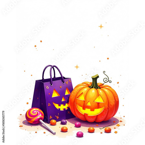 Halloween candy bags and pumpkin