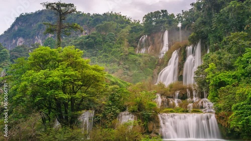 Time-lapse of Thi Lo Su Waterfall, the largest waterfall in Thailand and one of the six largest waterfalls in Asia, located deep in Umphang Wildlife Sanctuary, Tak Province, surrounded by lush rainfor