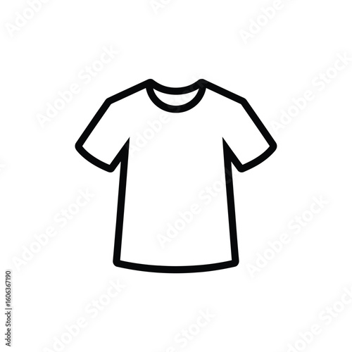 Simple outline drawing of a blank white t shirt with short sleeves