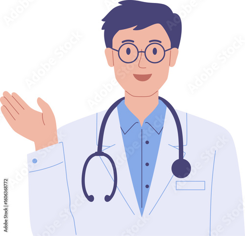 Male doctor explain pose

