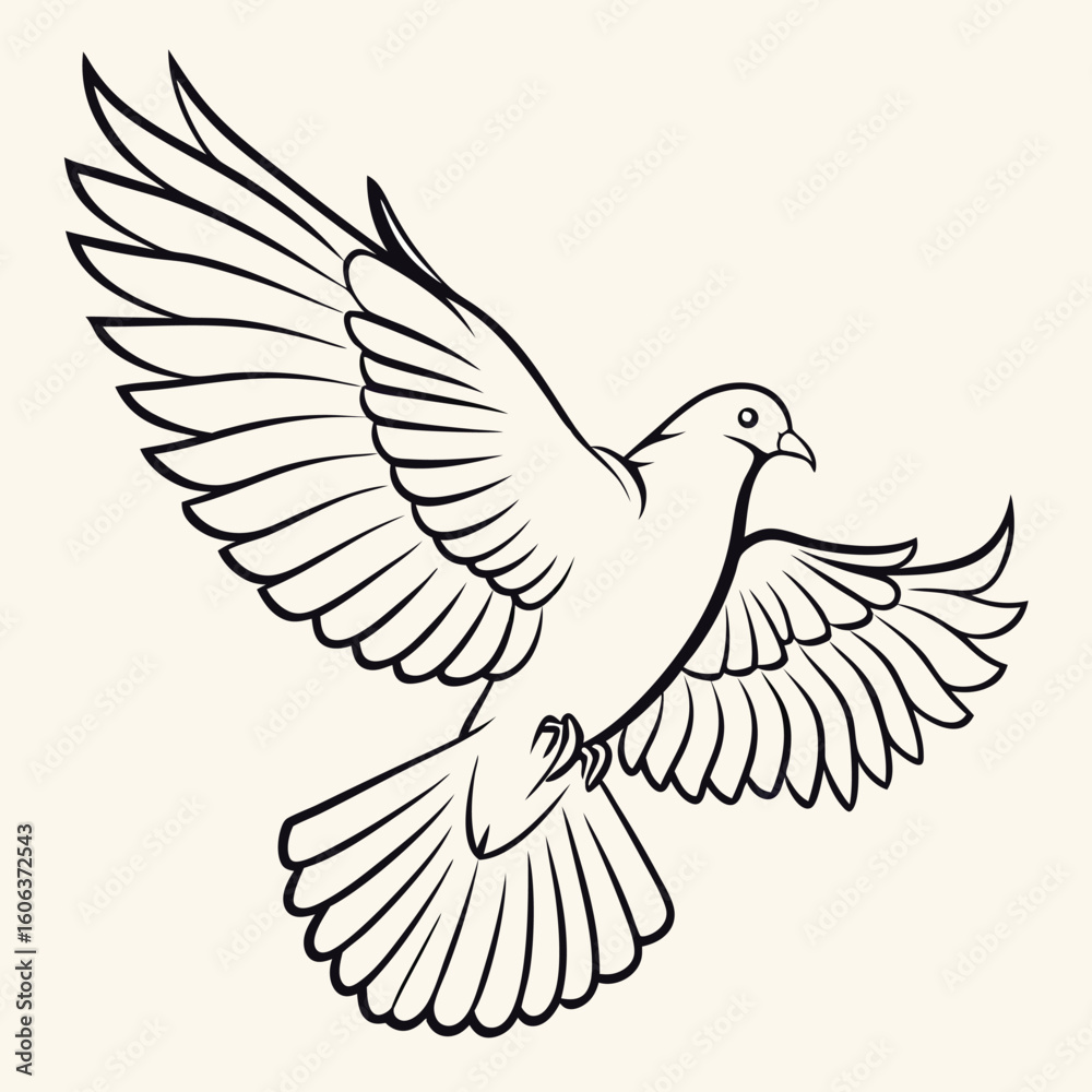 Obraz premium Illustration of a dove in flight depicting freedom peace hope and unity in a clean minimalist black and white vector style