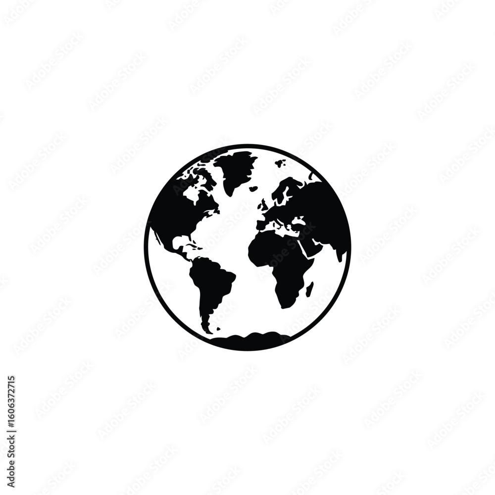 Fototapeta premium Globe Icon With Continents Isolated On Transparent Background; Cartography And Geography