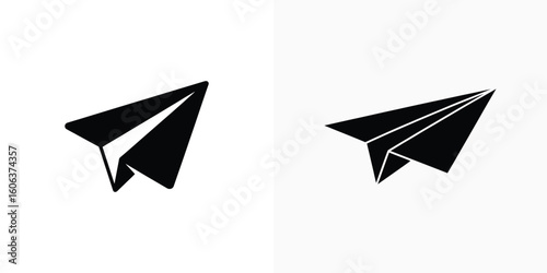 Paper Airplane Icons Set, Handmade Flight Toy with a Transparent Background