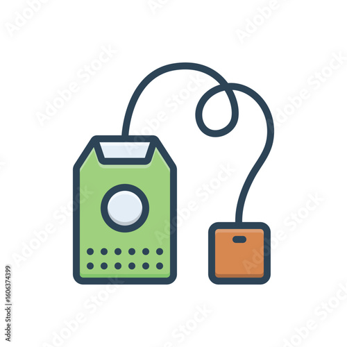 Color illustration icon for tea bag