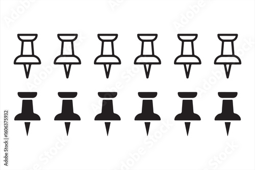 Collection of Push Pin, Marker, and Office Icon Symbols
