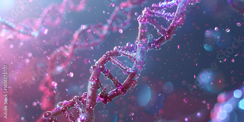 Pink DNA Helix – Genetics & Bioengineering Art | Molecular Structure of Life – Genetic Code Visualization | DNA stores genetic instructions used in growth, development, and reproduction.
