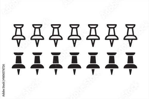 Set of Push Pin and Map Marker Icons for Office and Location