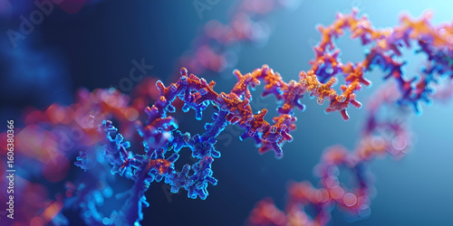 Complex Protein Chain – Molecular Structure in Biochemistry | Amino Acid Sequence – 3D Protein Folding Visualization | Proteins are made of amino acids linked by peptide bonds forming complex 3D struc
