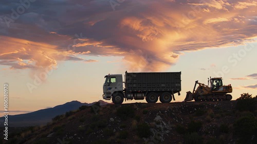 Dynamic Earthmoving Operation with Sand and Machinery