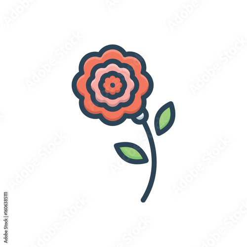 Color illustration icon for flower
