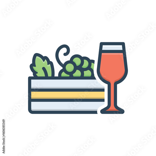 Color illustration icon for wine