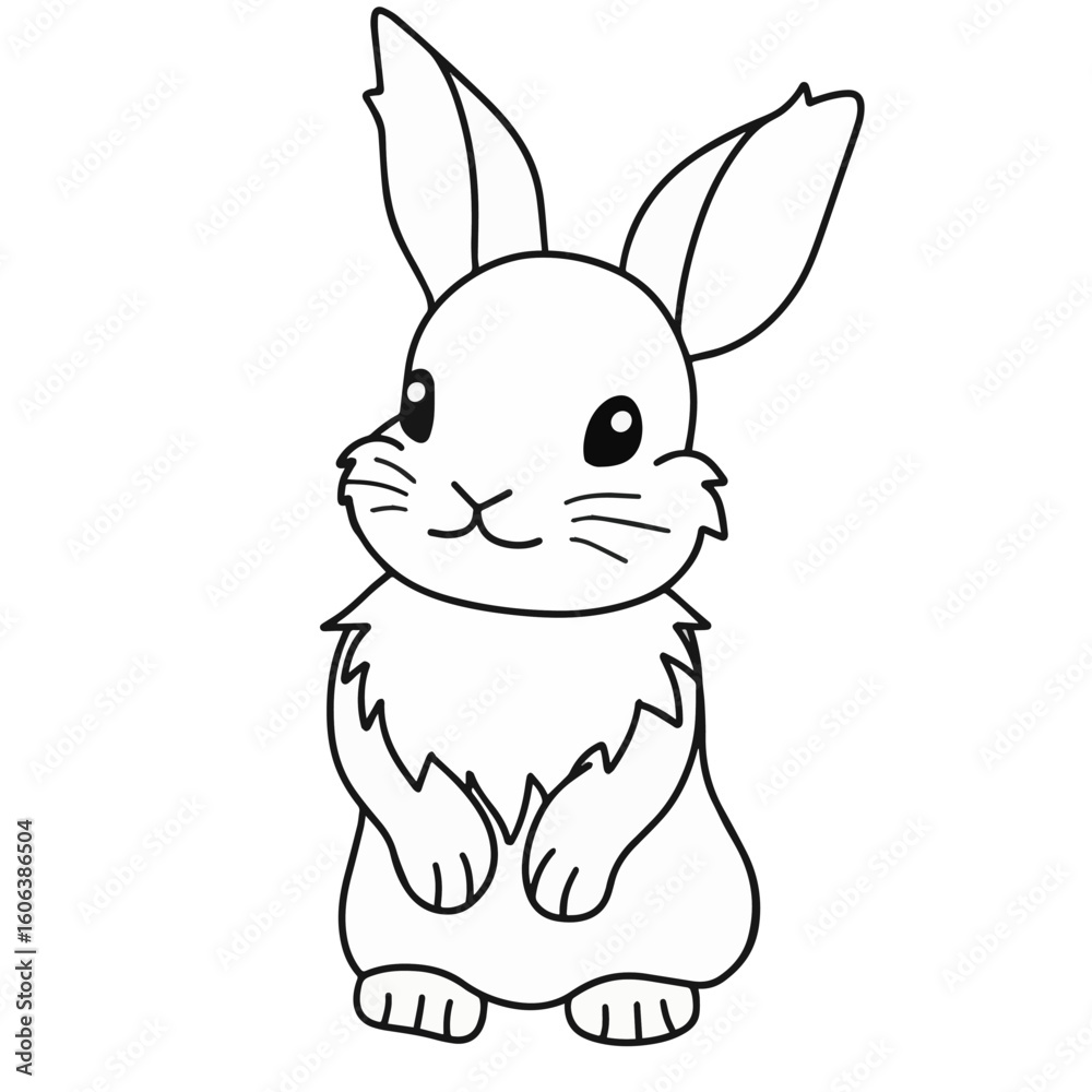 Fototapeta premium Vector black and white rabbit is isolated on the white background. Flat Cartoon Style. Cute Rabbit Cartoon Icon