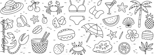 Summer beach vacation doodles cherries