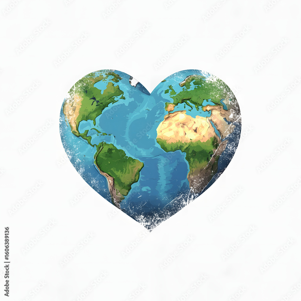 Fototapeta premium Heart-Shaped Earth Illustration
