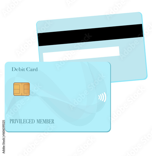 Simple sky-blue debit card with minimal design 