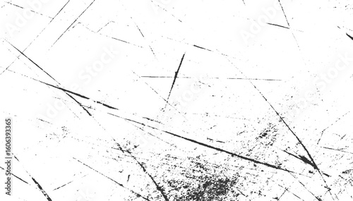 Grunge black and white crack paper texture design, overlay textures stamp with grunge effect. Old damage Dirty grainy and scratches. Vector texture dust, transparent background 
