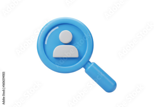 Isolated Person Search Icon with Magnifying Glass