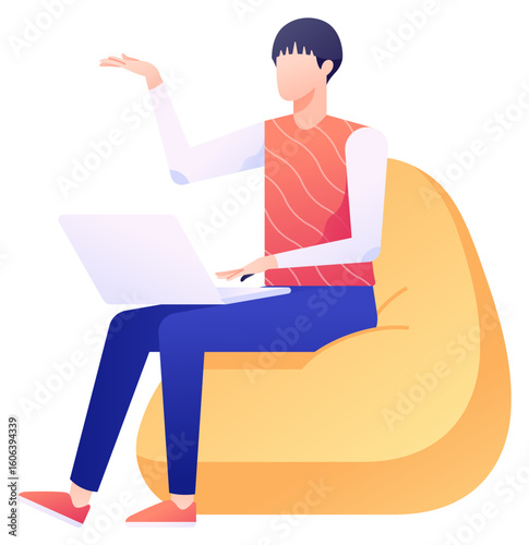remote worker sitting in beanbag