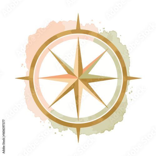 Pastel compass design on white background, navigational symbolism