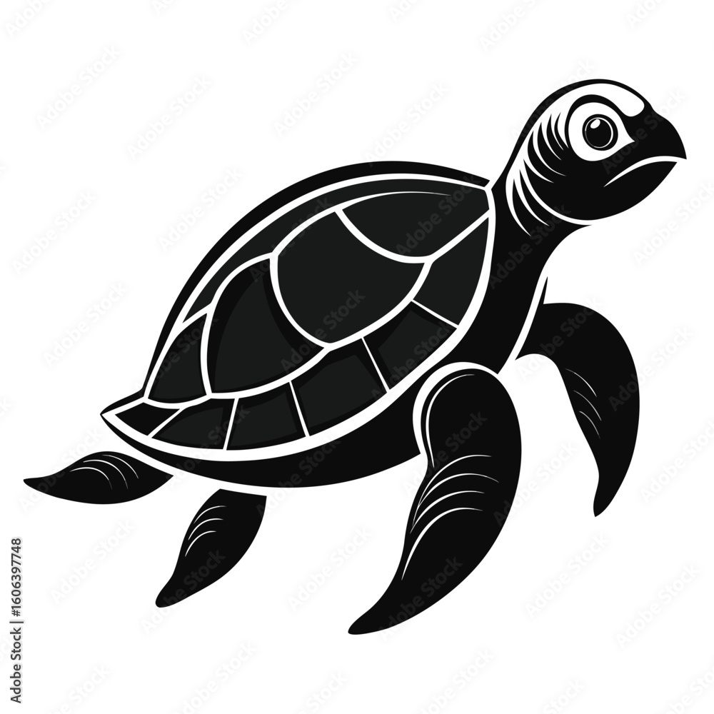 Fototapeta premium Turtle vector illustration featuring a slow, wild reptile with a shell, isolated on white