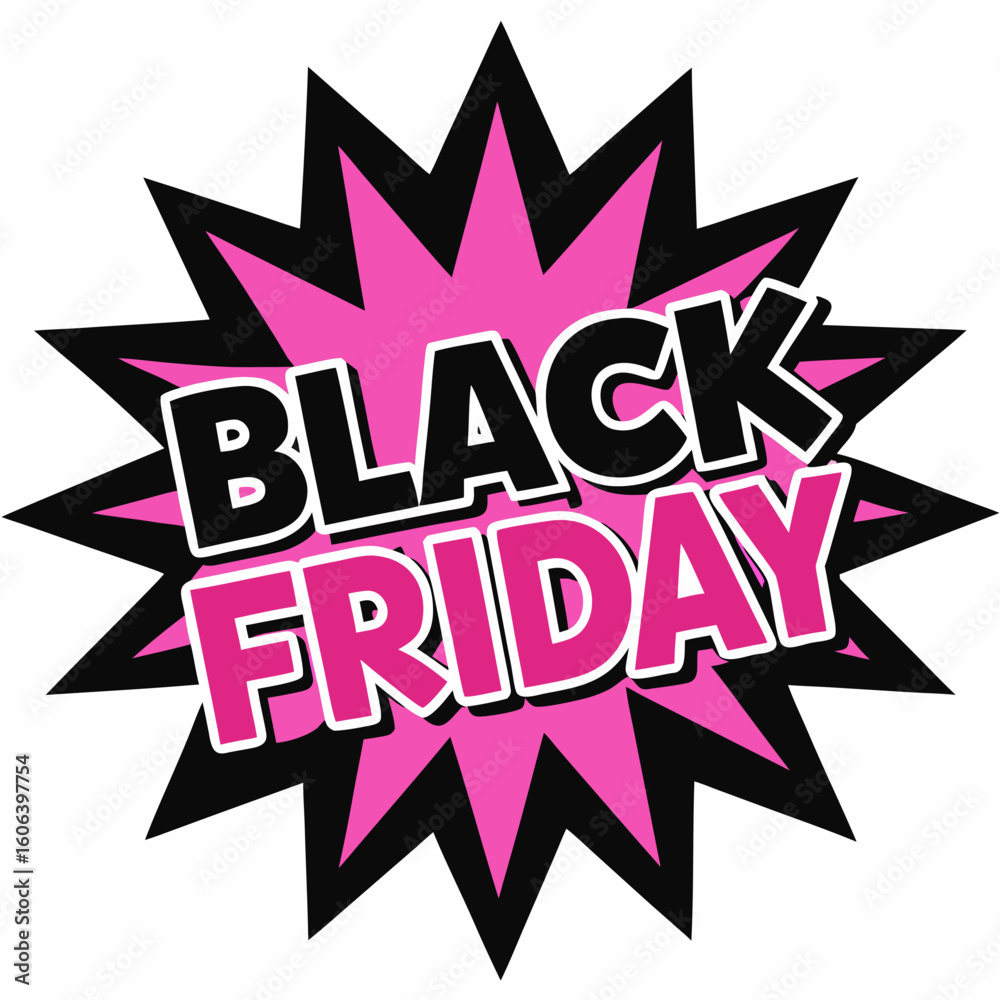 Fototapeta premium Black friday sale announcement with pink and black starburst