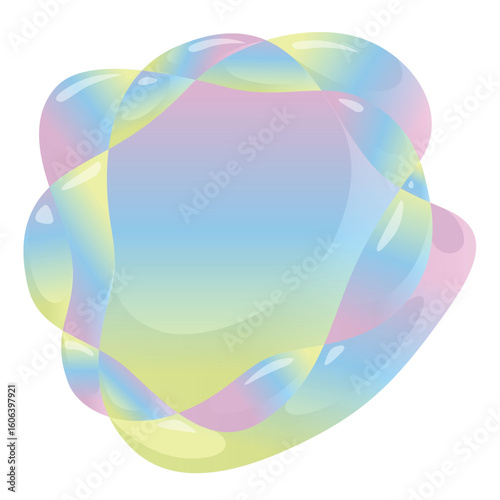 Abstract gradient amoeba banner. Amorphous colored bubbles forms. Liquid shapes cells icon. 3D fluid ball elements. Vector isolated on a white background