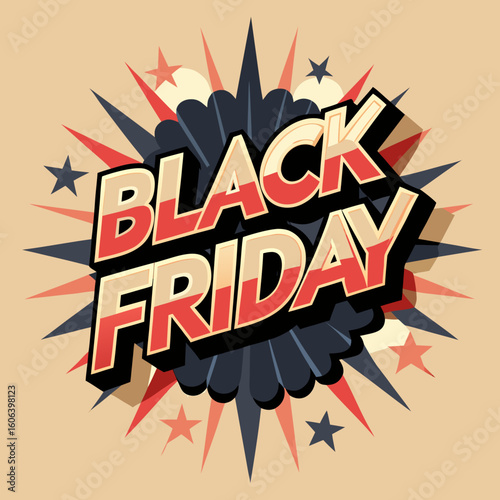 Retro black friday sale announcement with starburst design