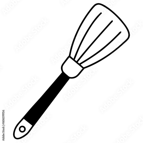 Line art pastry brush with bristles isolated on white background