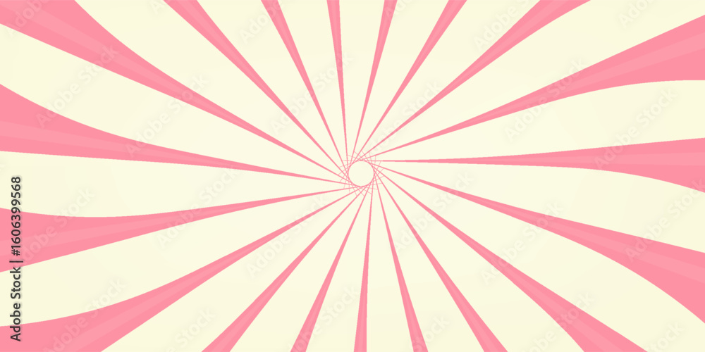 Fototapeta premium Candy striped background. Christmas sweet texture. Spiral pink pattern of rays. vector 10