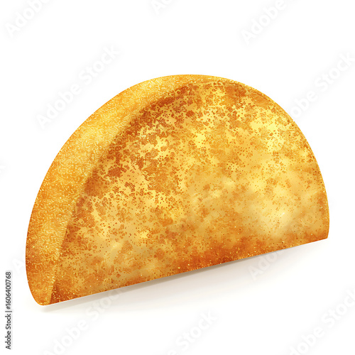 Golden, Crispy Taco Shell Isolated on White Background