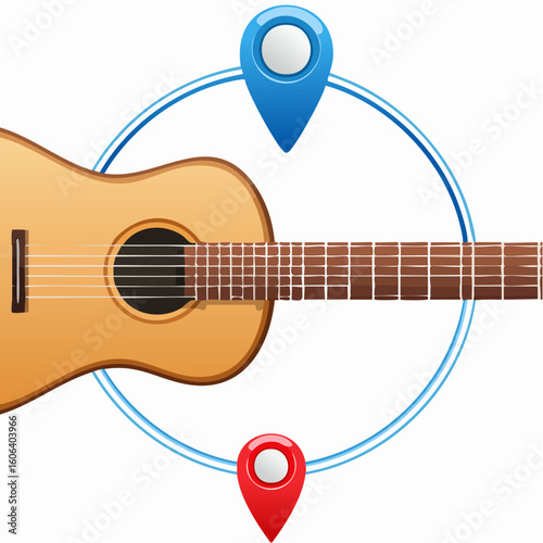 Acoustic Guitar with Circular Design Elements