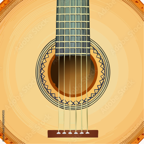 Closeup Illustration of a Classical Acoustic Guitars Body