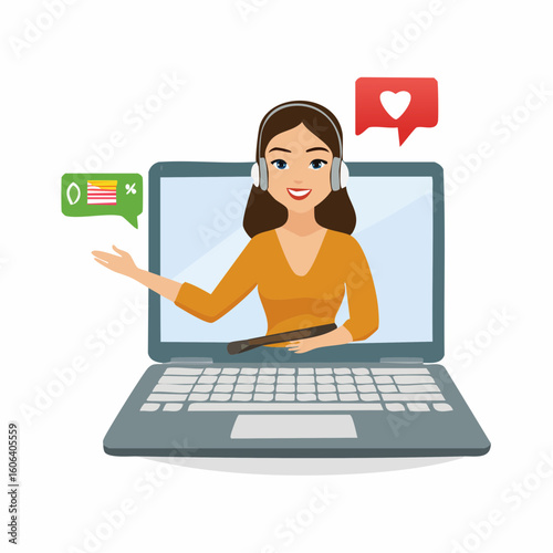 Friendly Customer Service Representative Providing Online Support and Assistance