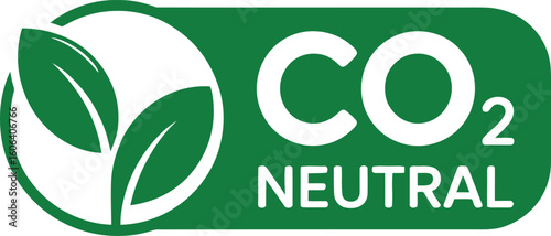 CO2 Neutral Emblem with Leaves, Green Rounded Square, and EcoFriendly Design