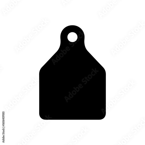 Cow ear tag silhouette vector flat illustration on white background.