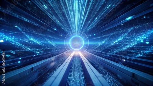 Futuristic Technology Background With Digital Data Stream