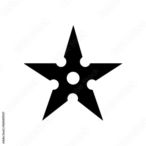 Ninja star silhouette vector flat illustration on white background.