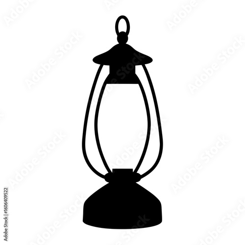 Silhouette of an antique kerosene lantern with a glass globe isolated