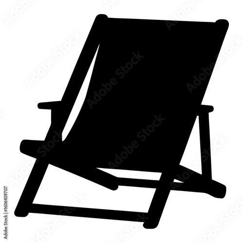 Silhouette of a classic wooden deck chair against a white background