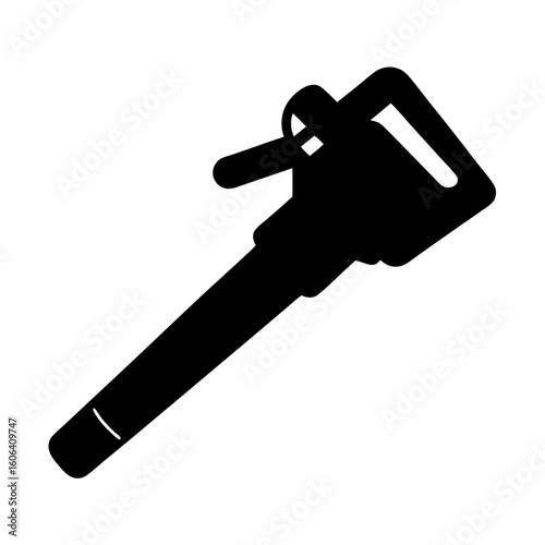 Isolated silhouette graphic of a blower or vacuum, tool for yard work