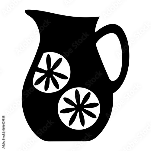 Silhouette of a refreshing citrus infused water pitcher illustration vector image