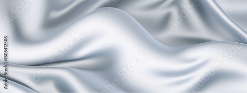 Elegant silver satin fabric background. Textile texture. Vector illustration	
