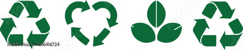 Green Recycling Symbols, Recycle Sign, Arrow Circulation, Coffee Beans, White Isolated