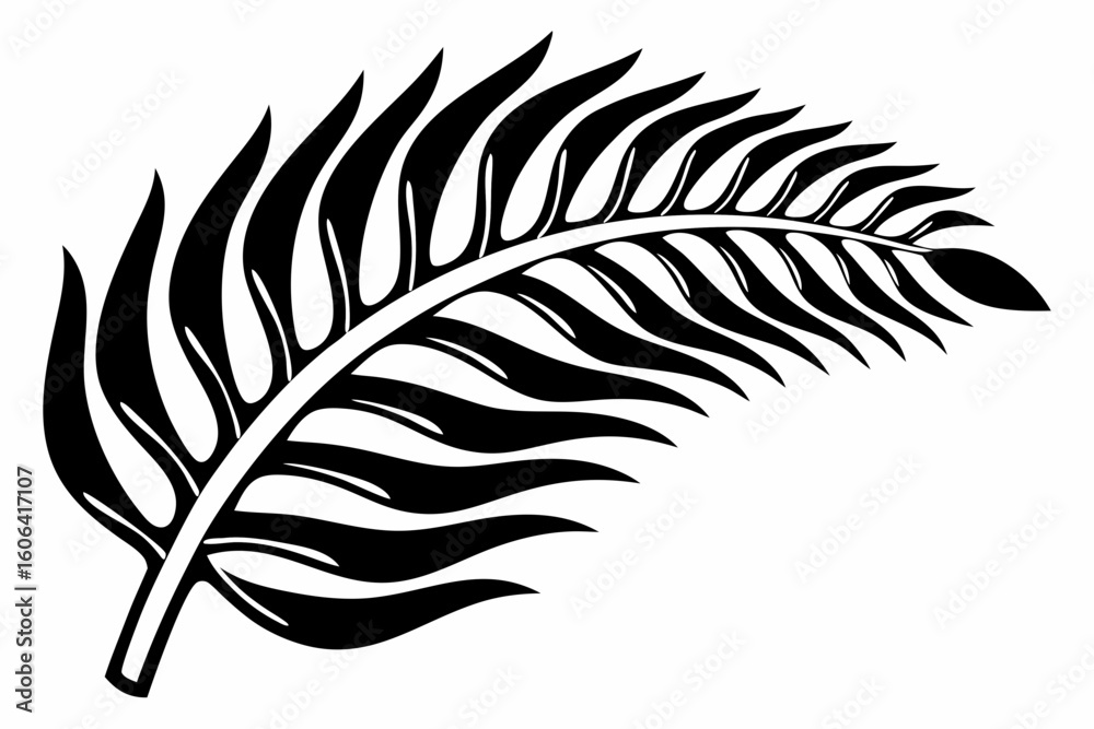 Fototapeta premium minimalist vector fern leaf black and white