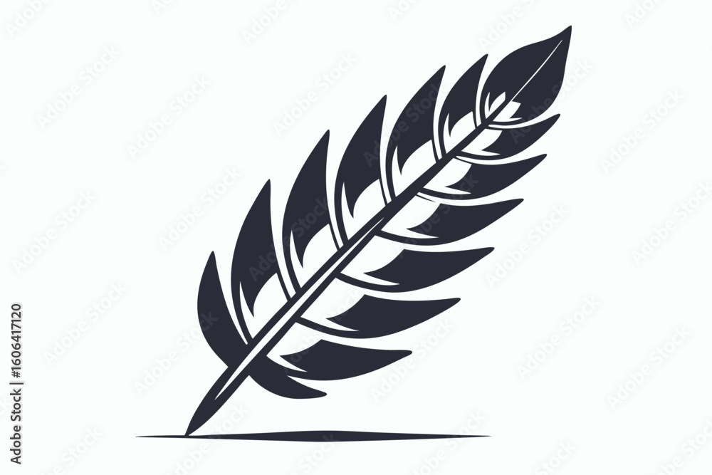 Fototapeta premium minimalist vector fern leaf black and white