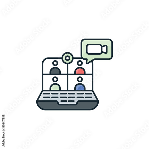 Video Conference icon design with white background stock illustration