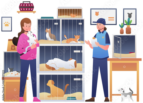 Animal shelter care illustration