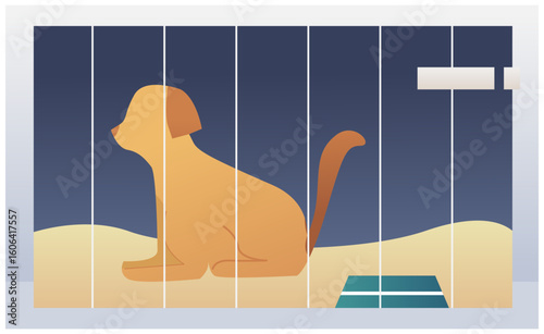 dog in the cage