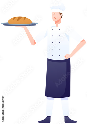 baker pastry chef illustration